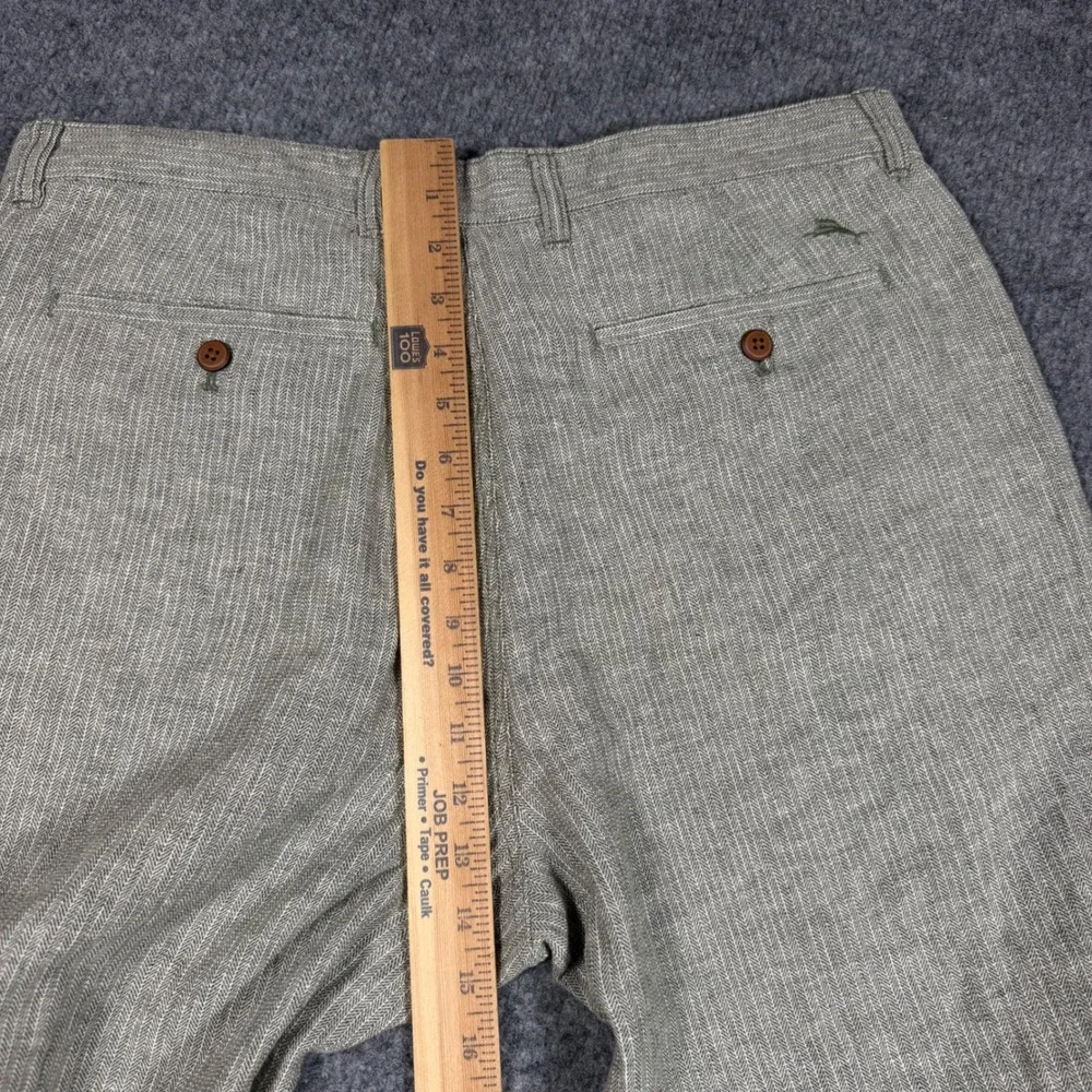 Tommy Bahama Shorts Herringbone Men 36(Fit 34x8.5) Green Linen Cotton Blend NWOT
